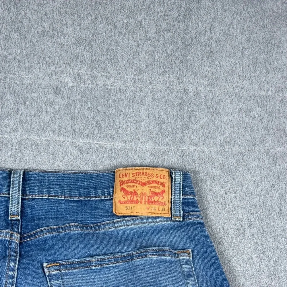 Levis 511 Jeans Mens 36x32 Blue Slim Medium Wash Stretch‎ Denim